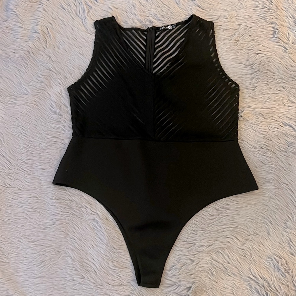 BooHoo- Stripped Sheer Sleeveless Top Bodysuit Size 18